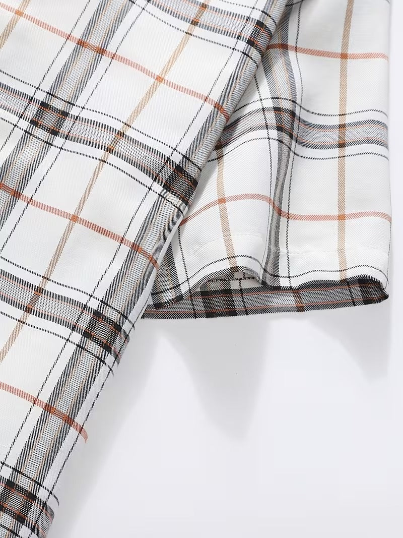 Two-pc Summer Short-Sleeve Plaid Shirts, Casual and Versatile, Comfortable (SKU-2S-15)