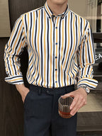 Men Full Sleeve Blue and Yellow Casual Shirt (SKU-005)