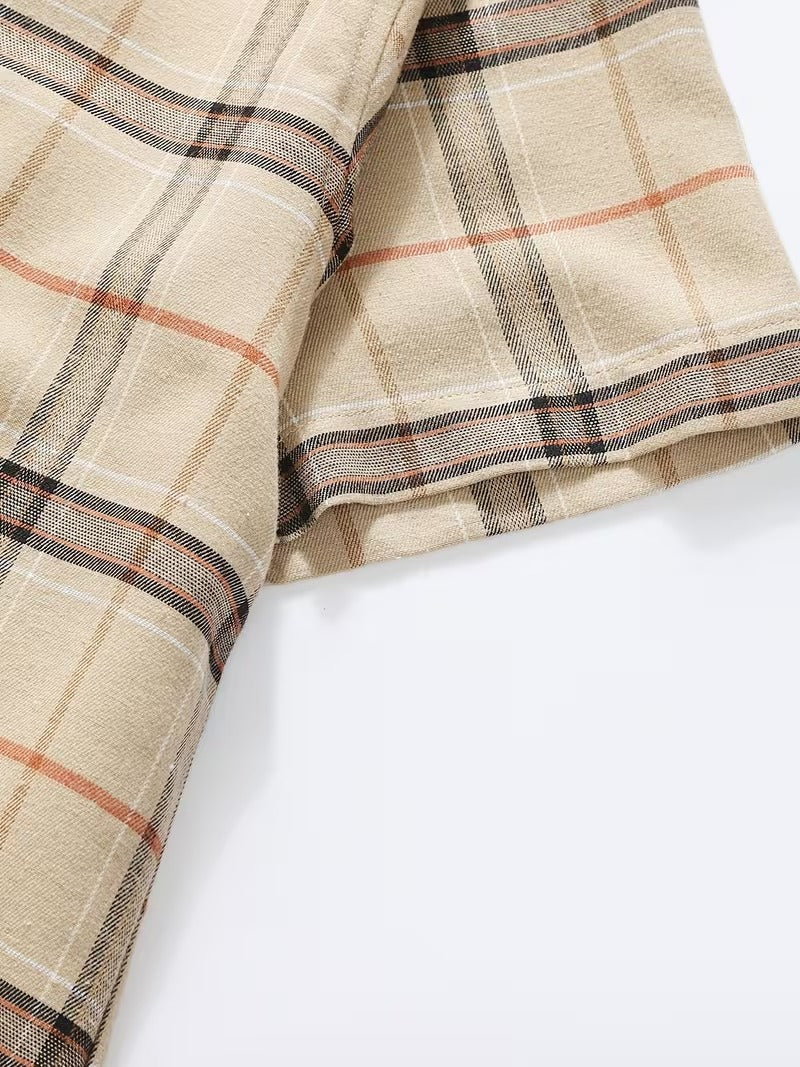 Two-pc Summer Short-Sleeve Plaid Shirts, Casual and Versatile, Comfortable (SKU-2S-15)