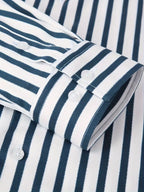Men Full Sleeve White Blue Striped Casual Shirt (SKU-034)