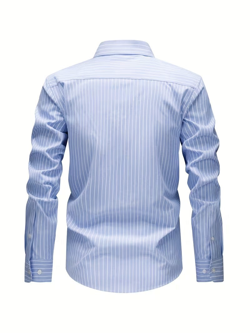 2pcs Oxford Spun Shirt Striped Shirt Men's Casual Fashion (SKU-2S-42)