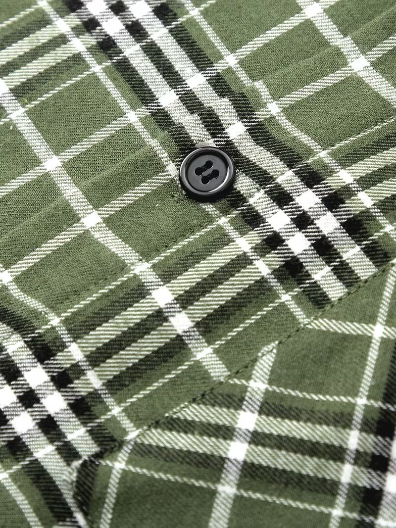 Men's 2pcs Casual Plaid Shirt Set, Mixed Plaid Patterns (SKU-2S-19)