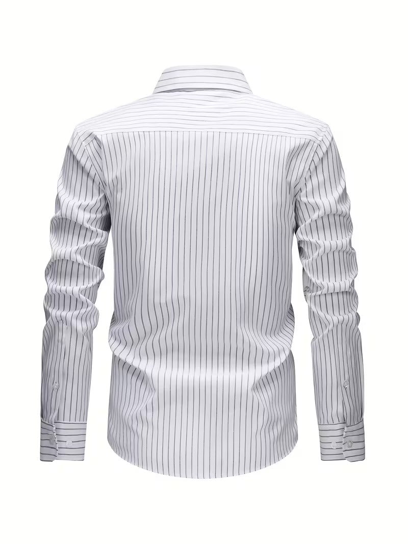 2pcs Oxford Spun Shirt Striped Shirt Men's Casual Fashion (SKU-2S-42)