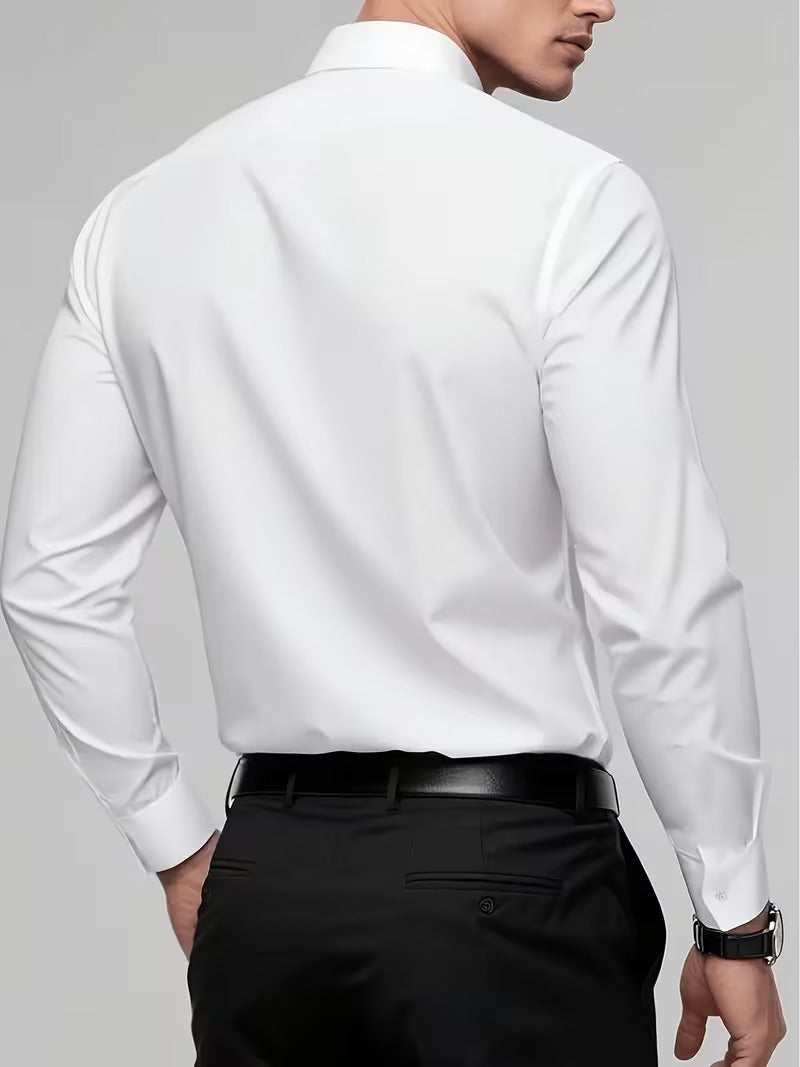 2pcs Men's Solid Color Dress Shirts, Business Casual, Simple (SKU-2S-37)