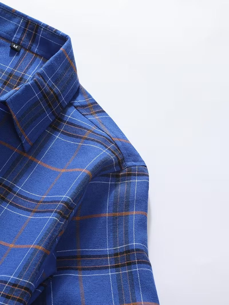 Men's 2pcs Casual Plaid Shirt Set, Mixed Plaid Patterns (SKU-2S-22)