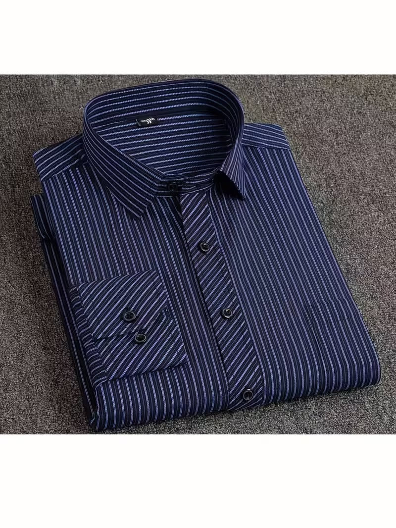 Men'S Formal Shirt, Casual Digital Stripe Long Sleeve (SKU-2S-13)
