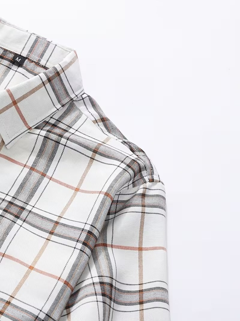 Men's 2pcs Casual Plaid Shirt Set, Mixed Plaid Patterns (SKU-2S-23)