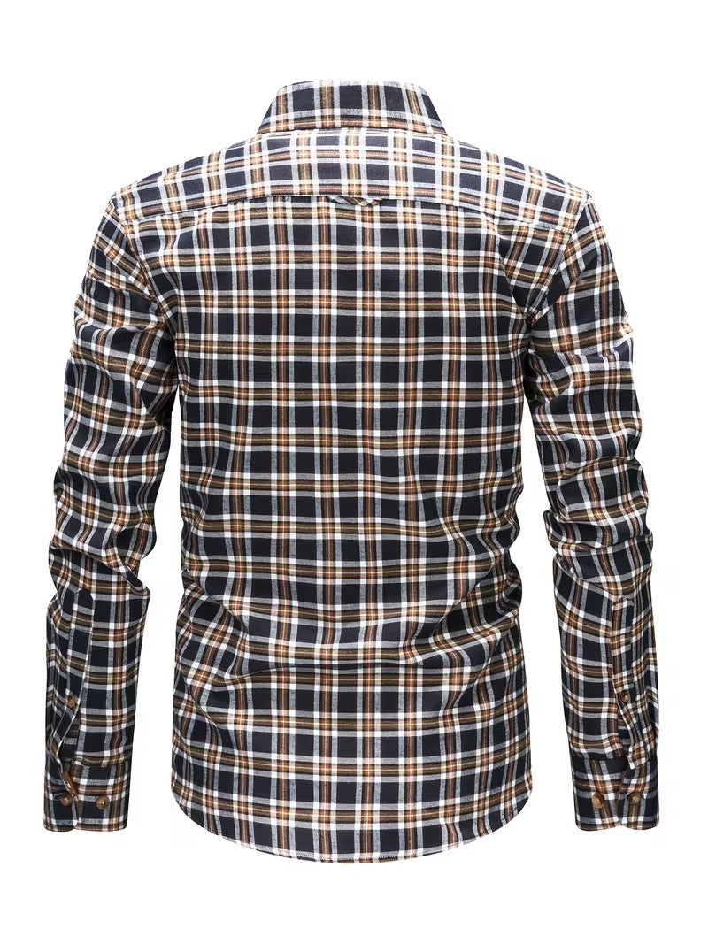 2pcs New Flannel Brushed Plaid Shirt for Men (SKU-2S-40)