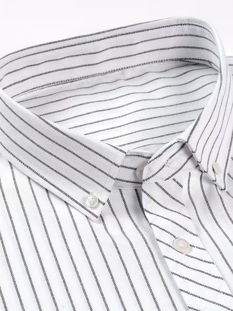 2pcs Oxford Spun Shirt Striped Shirt Men's Casual Fashion (SKU-2S-42)