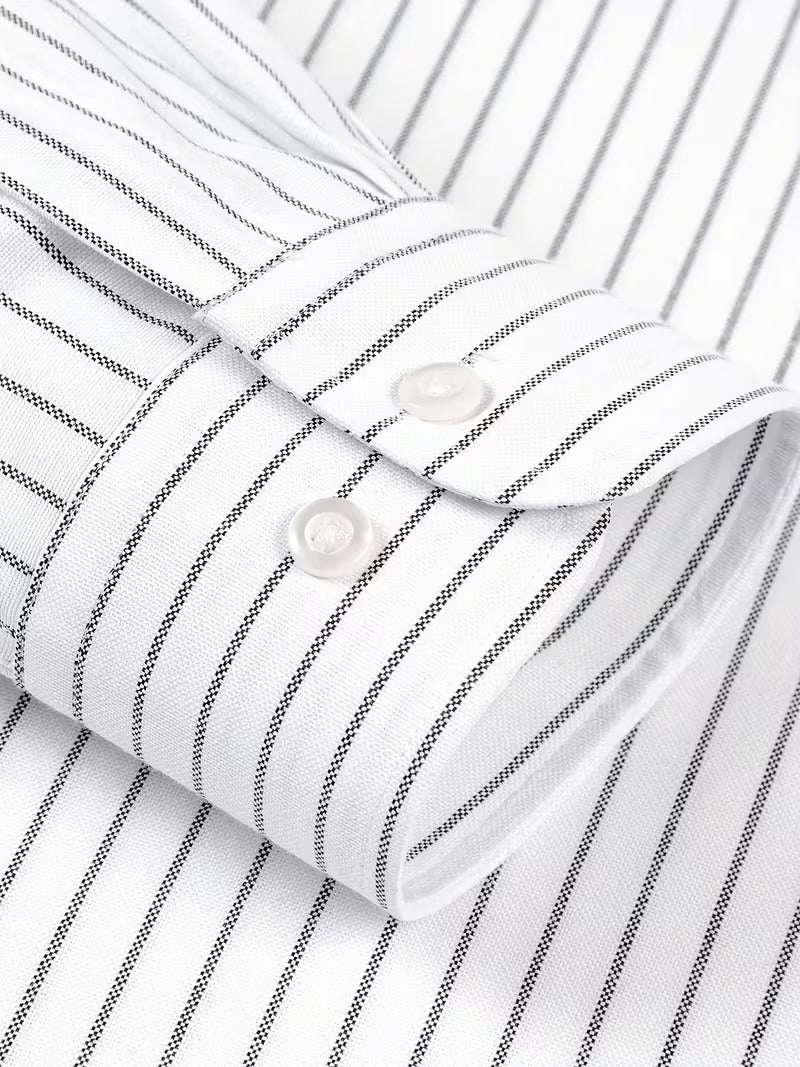 2pcs Oxford Spun Shirt Striped Shirt Men's Casual Fashion (SKU-2S-42)