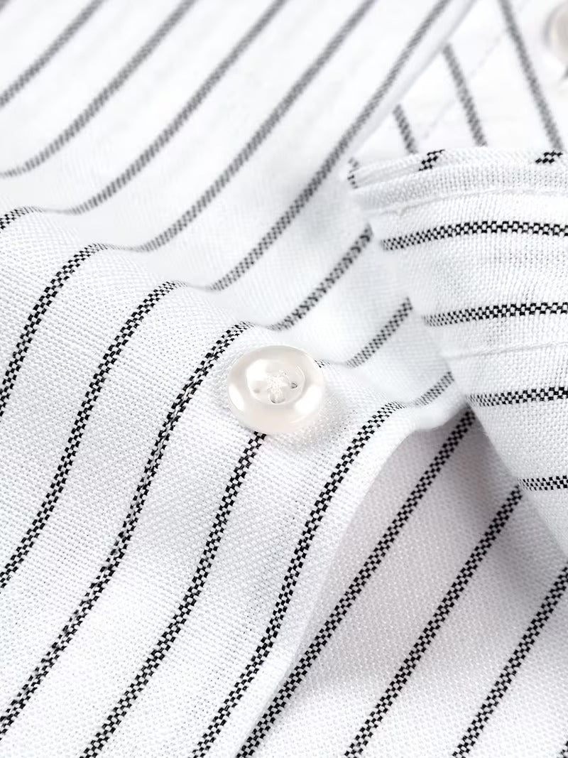 2pcs Oxford Spun Shirt Striped Shirt Men's Casual Fashion (SKU-2S-42)