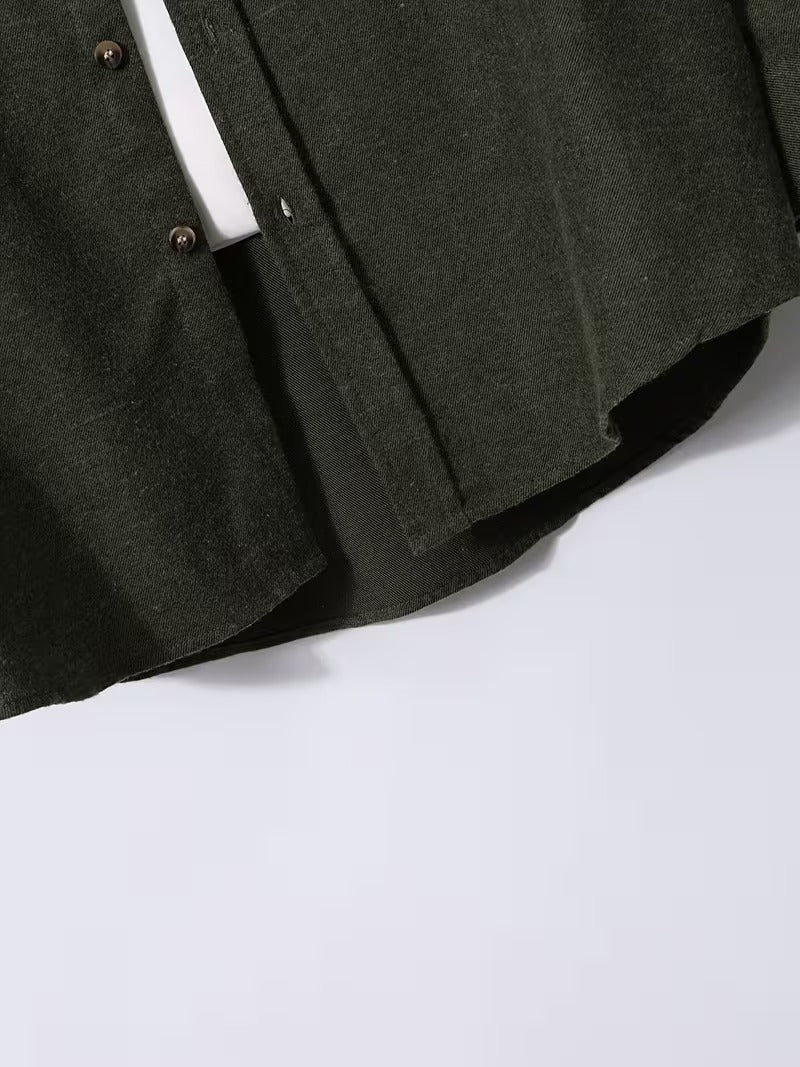 Two-Pc Men'S Solid Color Long-Sleeved Shirt Fabric Details Twill (SKU-2S-08)