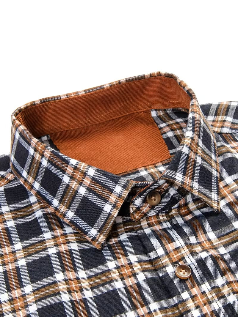 2pcs New Flannel Brushed Plaid Shirt for Men (SKU-2S-40)