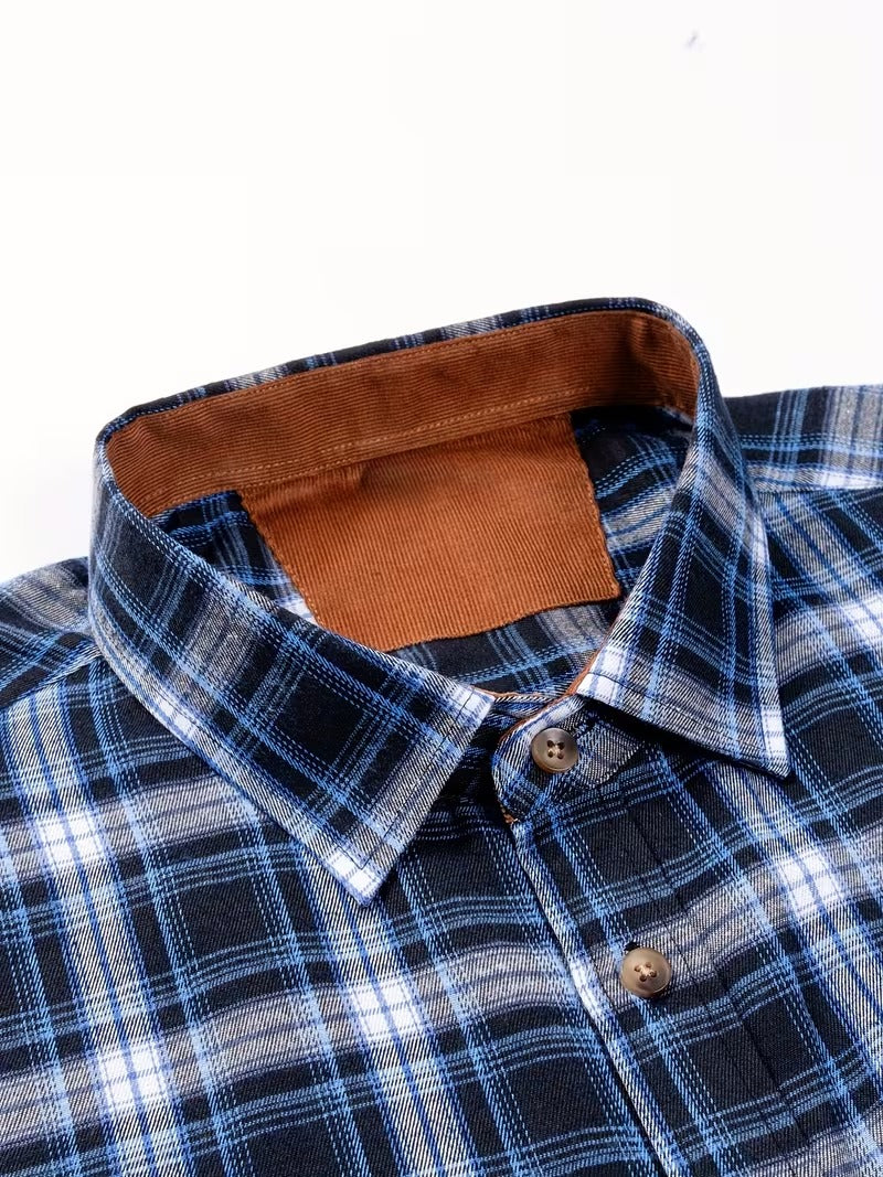 2pcs New Flannel Brushed Plaid Shirt for Men (SKU-2S-40)