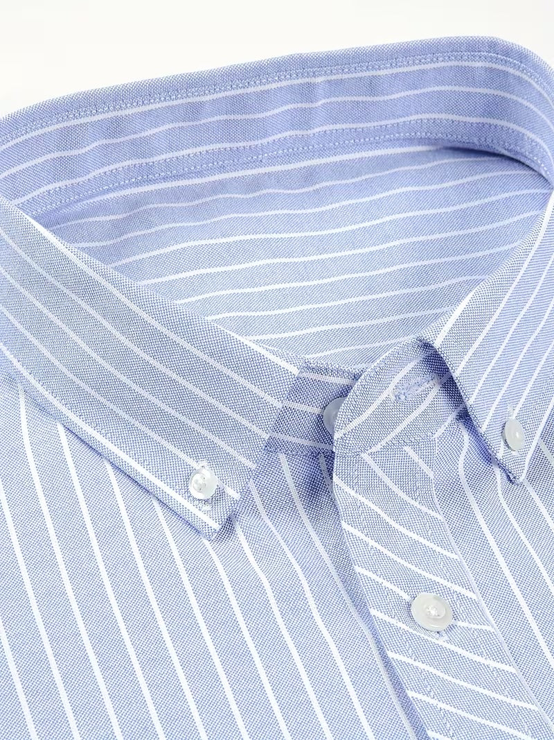 2pcs Oxford Spun Shirt Striped Shirt Men's Casual Fashion (SKU-2S-42)