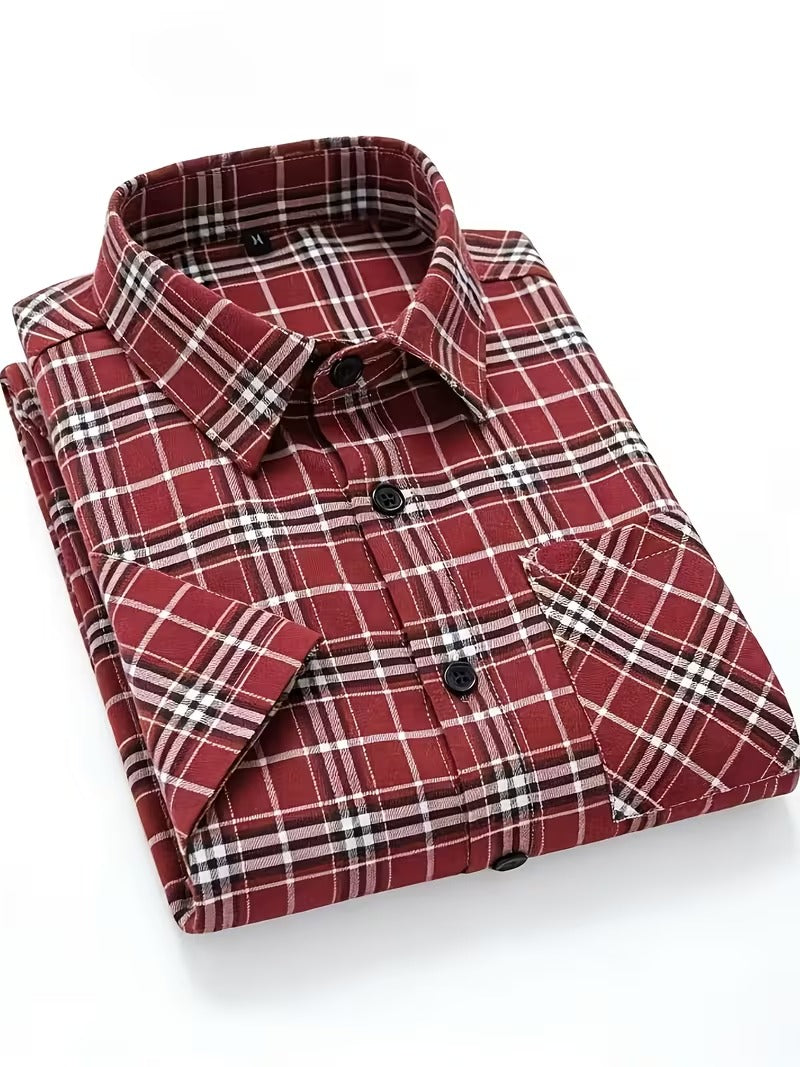 Men's 2pcs Casual Plaid Shirt Set, Mixed Plaid Patterns (SKU-2S-21)