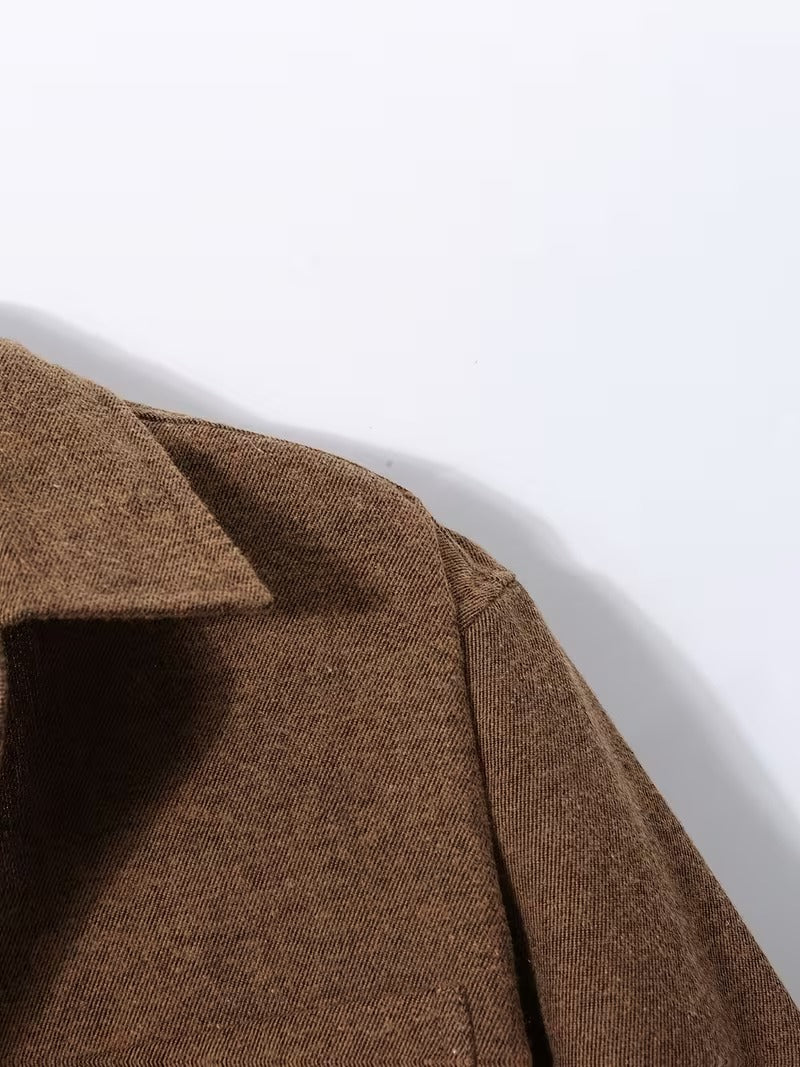 Two-Pc Men'S Solid Color Long-Sleeved Shirt Fabric Details Twill (SKU-2S-08)