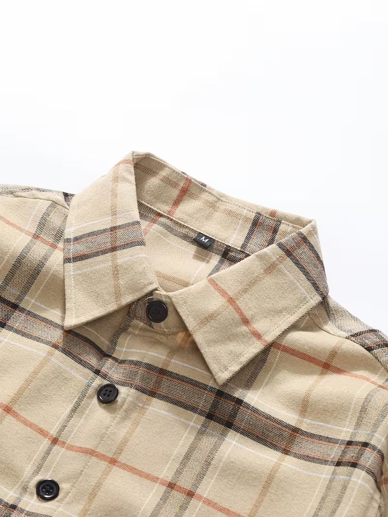 Men's 2pcs Casual Plaid Shirt Set, Mixed Plaid Patterns (SKU-2S-20)
