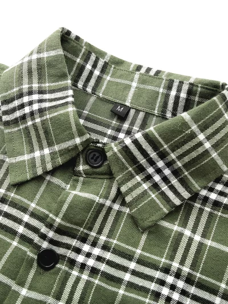 Men's 2pcs Casual Plaid Shirt Set, Mixed Plaid Patterns (SKU-2S-19)