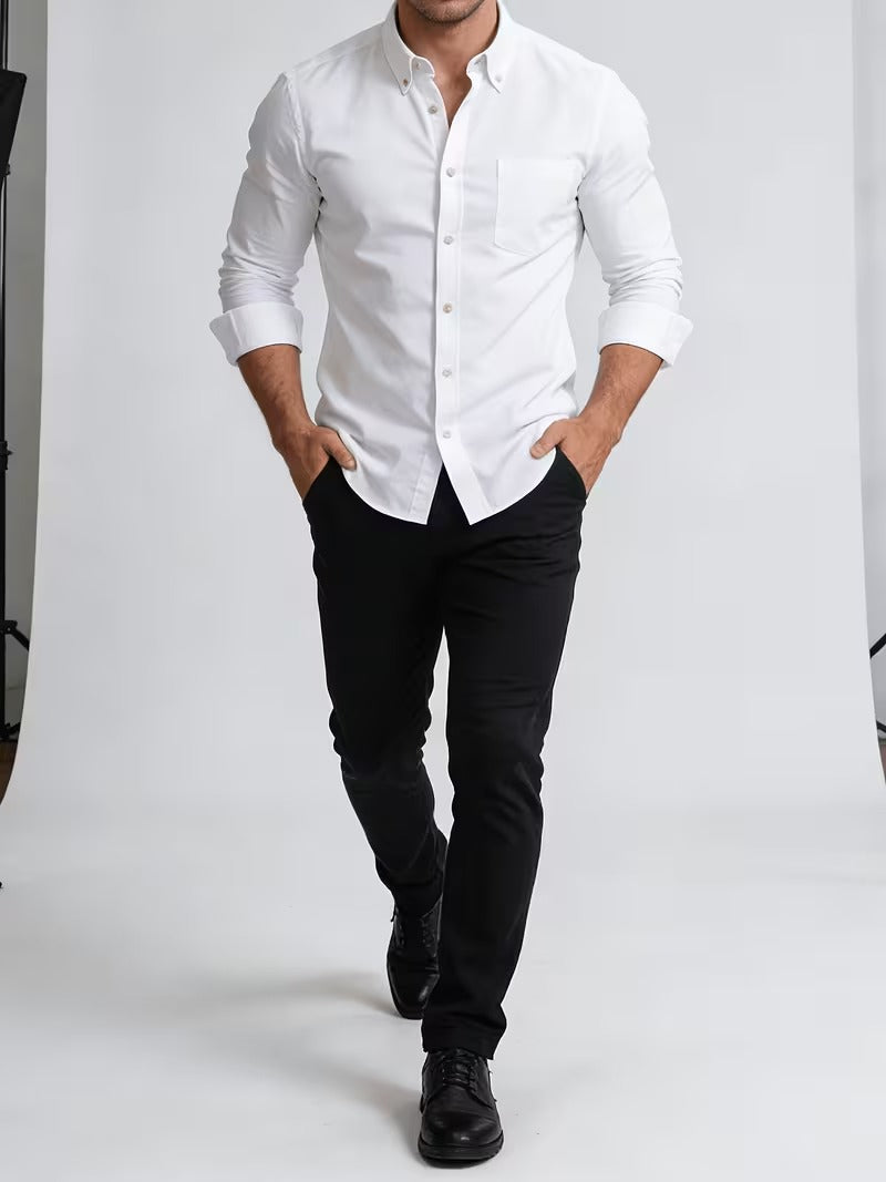 2pcs Set of Oxford Cloth Solid Color Long Sleeve Shirts (SKU-2S-06)