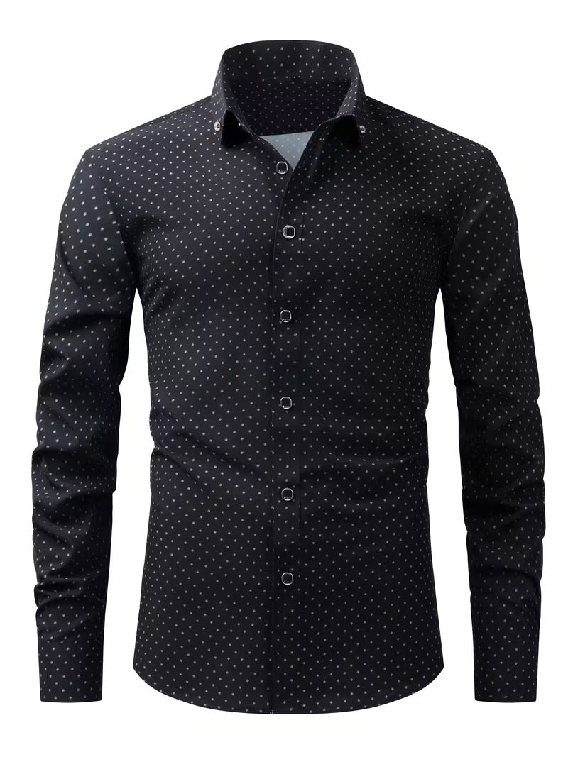 New Men'S Floral Long Sleeve Shirt with Diamond Buttons (SKU-2S-30)