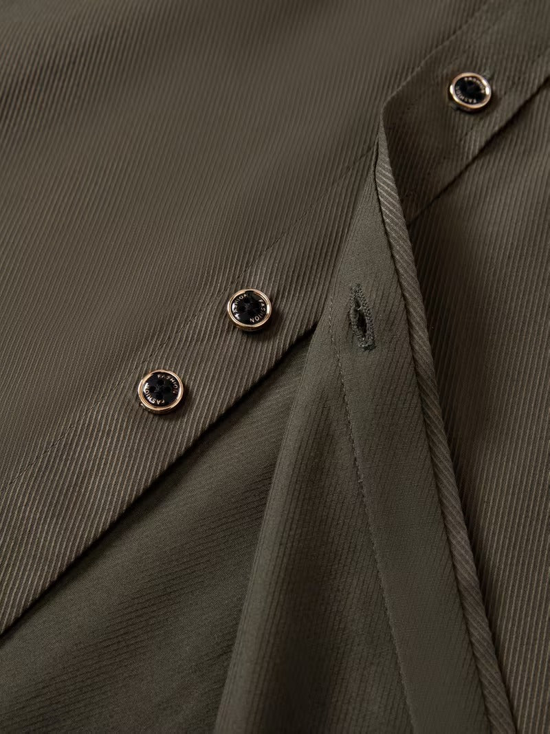 Two-Pc Men'S Solid Color Long-Sleeved Shirt Fabric Details Twill (SKU-2S-07)
