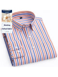 Men Full Sleeve Blue Orange Striped Casual Shirt (SKU-033)