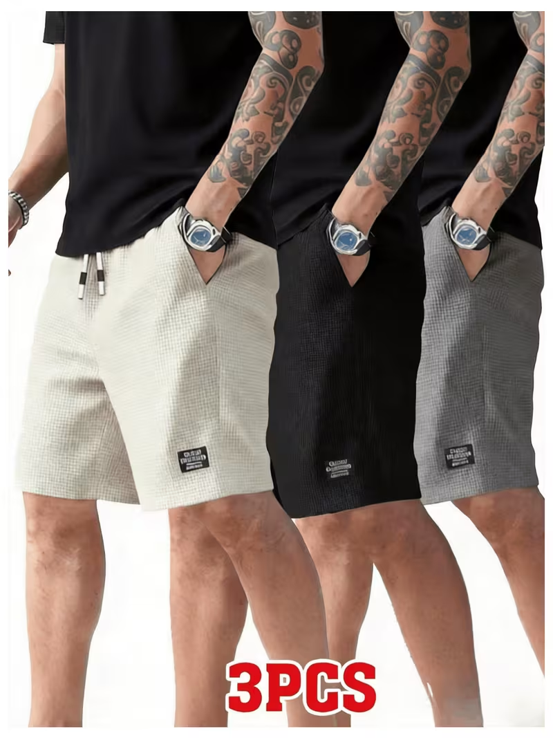 3 Pieces of Men's Summer Casual Sports Shorts